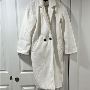 Long white pea coat